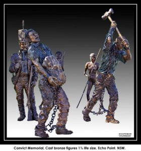 "Convict memorial" Cast bronze figures 1/2 life size, Echo Point, NSW