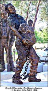 "Convict Memorial", cast bronze figures, 1 1/2 life size, Echo Point, NSW