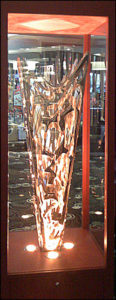 "Eternal Flame" 1.5 metres high. Stainless steel with sequenced LED lighting. Penrith