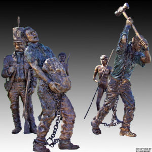 "Convict memorial" Cast bronze figures 1/2 life size, Echo Point, NSW