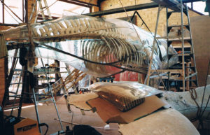 Vac formed polycarbonate being fitted around hand carved skeletal structure