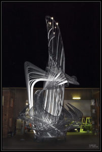 "Uniting A Nation" Sculpture being worked on at night